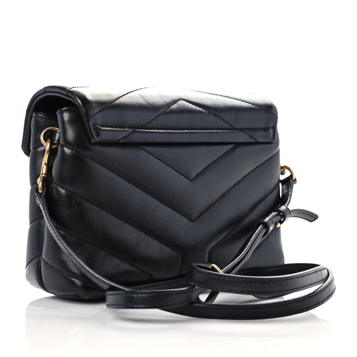 Calfskin Y Quilted Monogram Toy Loulou Crossbody Bag Black