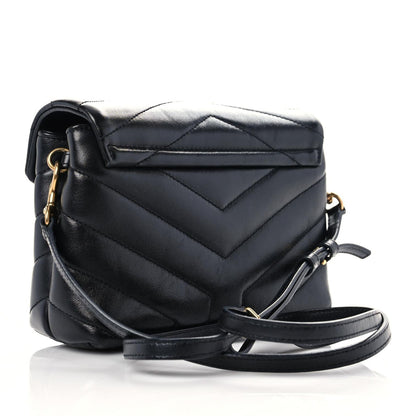Saint Laurent Calfskin Y Quilted Monogram Toy Loulou Crossbody Bag Black 3 of 10