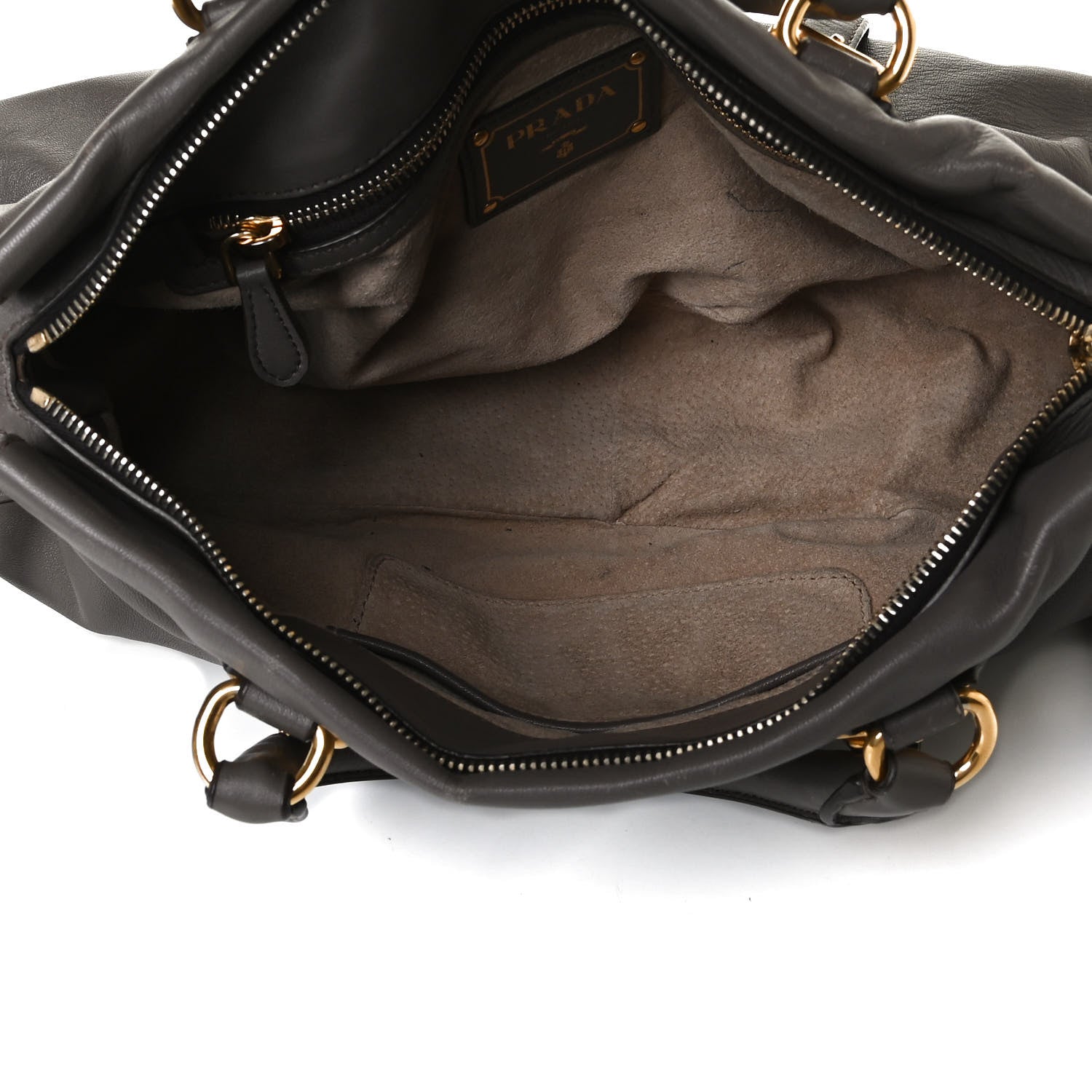 Prada Soft Calf Shopping Satchel Bag Bambu 8 of 27
