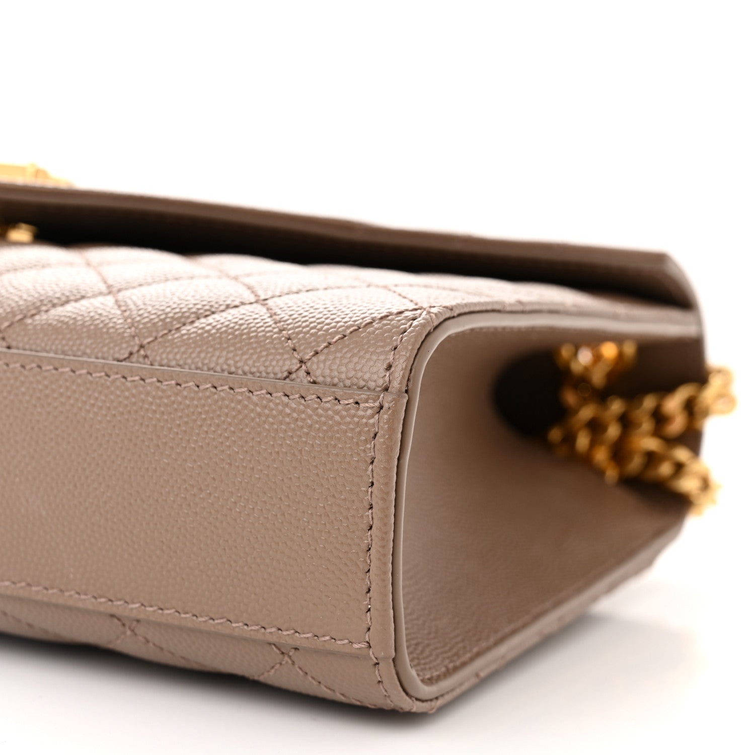 Saint Laurent Grain De Poudre Textured Mixed Matelasse Medium Triquilt Monogram Satchel Dark Latte 10 of 11