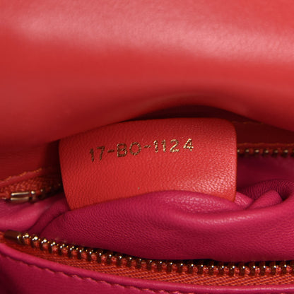 Christian Dior Lambskin Cannage Mini Bi-Color Lady Dior Orange Fuchsia 7 of 8
