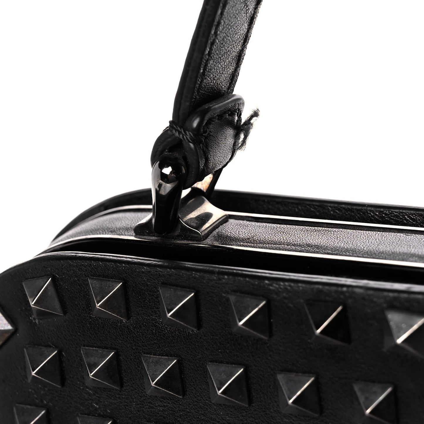 Vitello Rockstud All Over Top Handle Bag Black