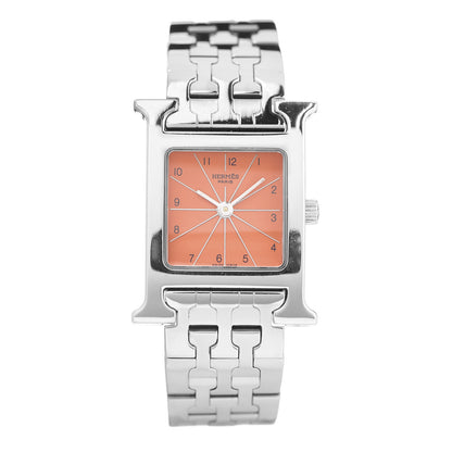 Hermes Stainless Steel 21mm Heure H Hour Quartz Watch Orange 1 of 7
