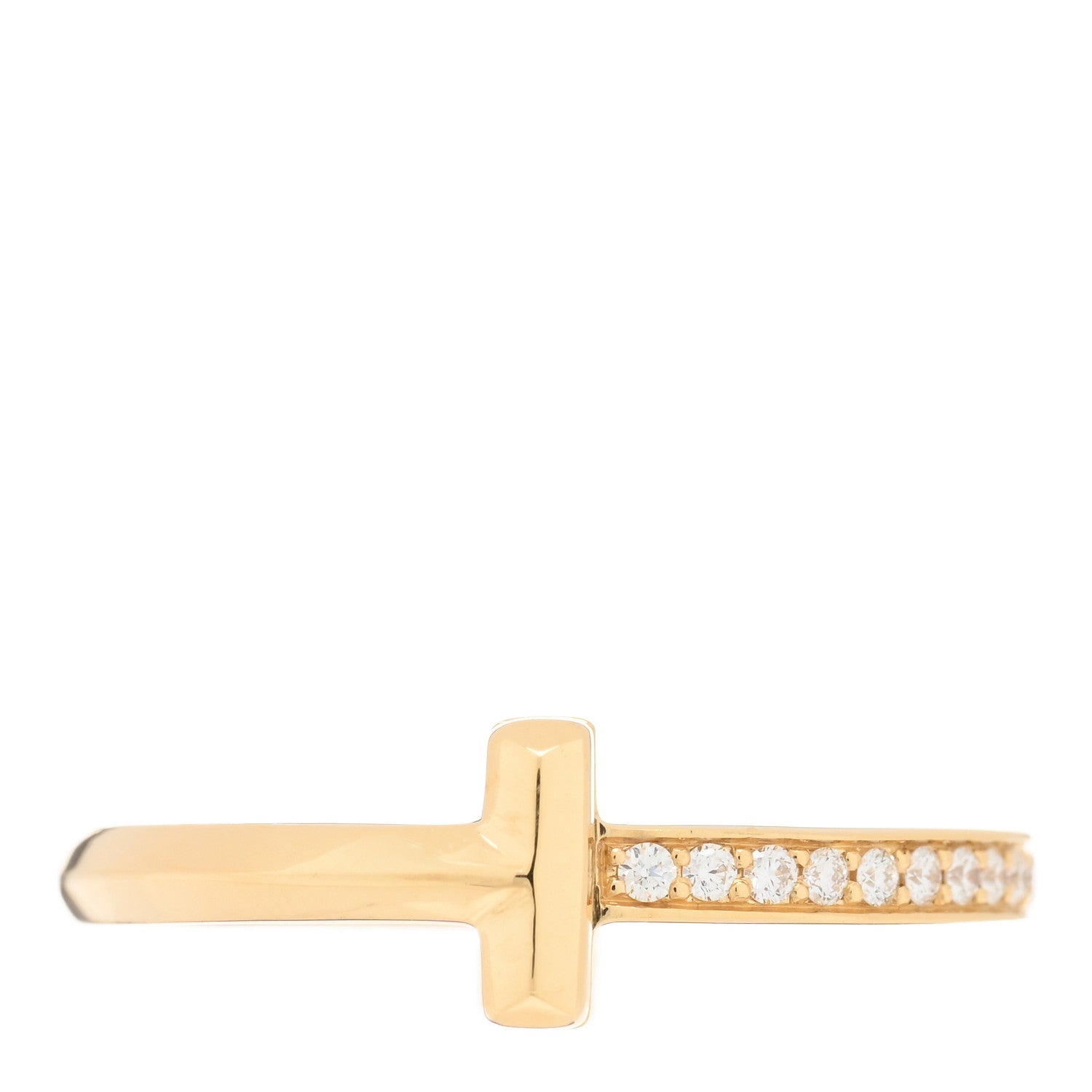 Tiffany 18K Yellow Gold Diamond 2.5mm T T1 Ring 63 10.25 1 of 4
