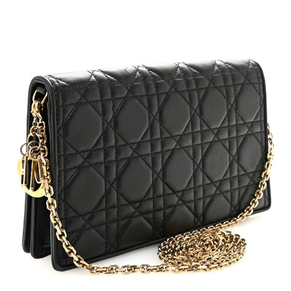 Christian Dior Lambskin Cannage Lady Dior Pouch Black 4 of 10