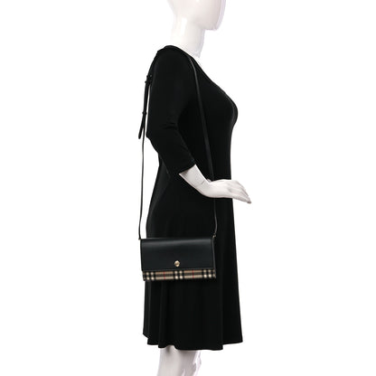 Burberry Calfskin Vintage Check Hannah Wallet with Detachable Strap Black 2 of 8