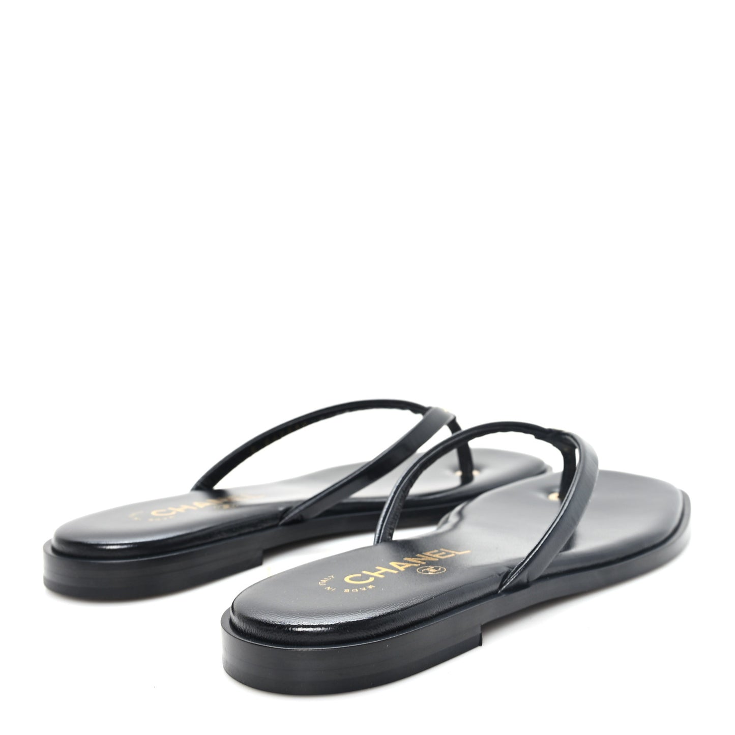 Goatskin Times Square Thong Sandals 38 Black