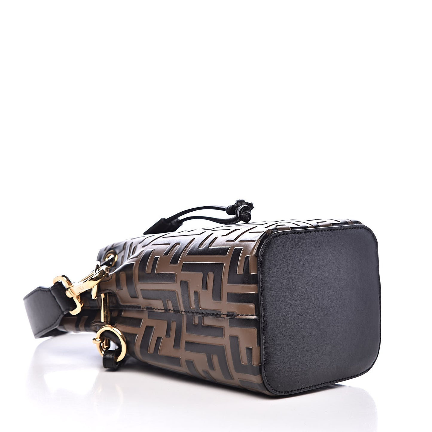 Vitello Liberty F is Fendi Bi-Color FF 1974 Embossed Mini Mon Tresor Bucket Bag Maya Black