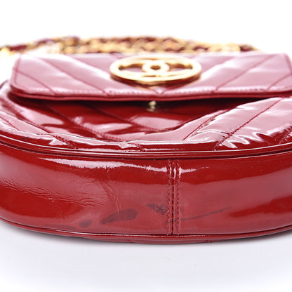 Chanel Patent Quilted Chevron Mini Flap Bag Red 8 of 15