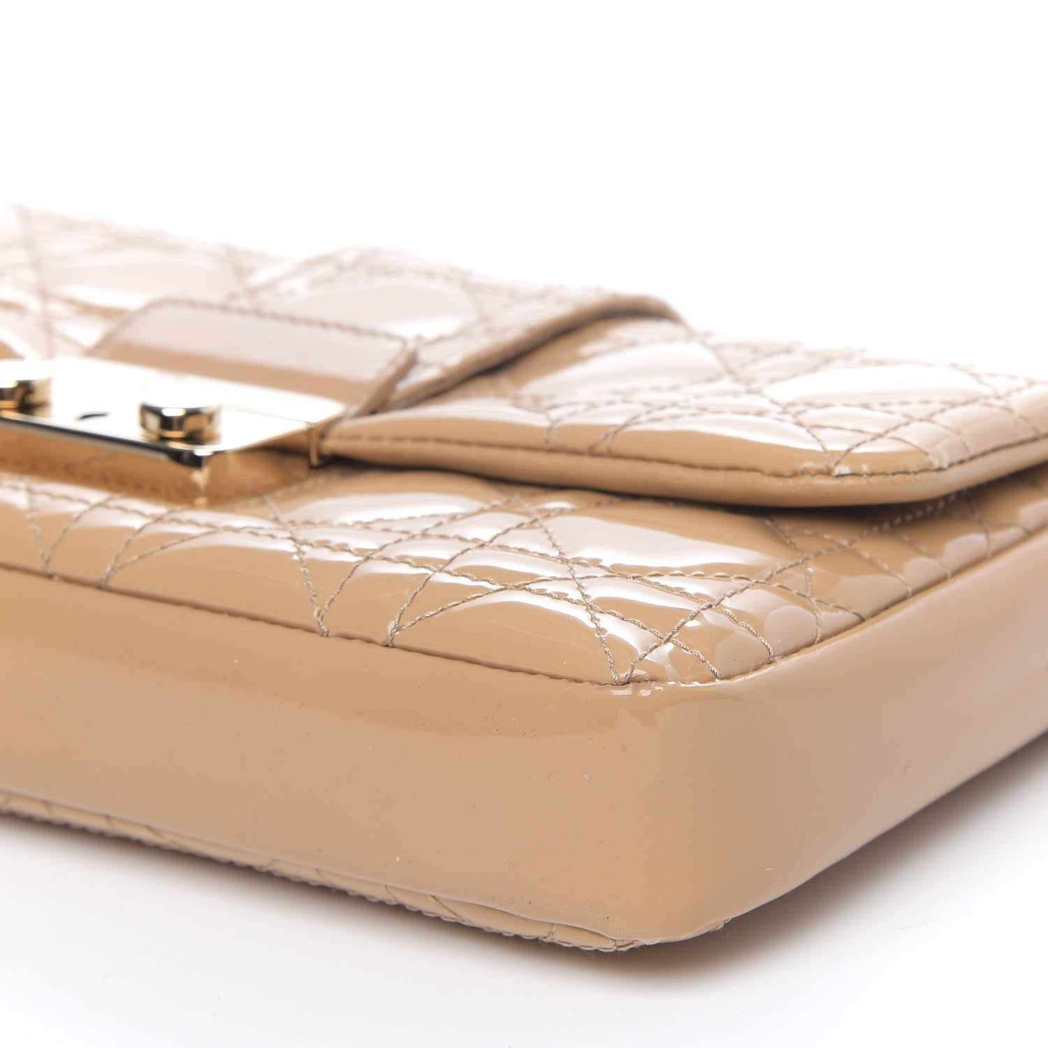 Christian Dior Patent Cannage New Lock Pouch Beige 6 of 10