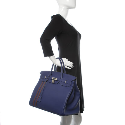 Hermes Togo Swift Officier Birkin 40 Bleu Encre Bordeaux 2 of 35