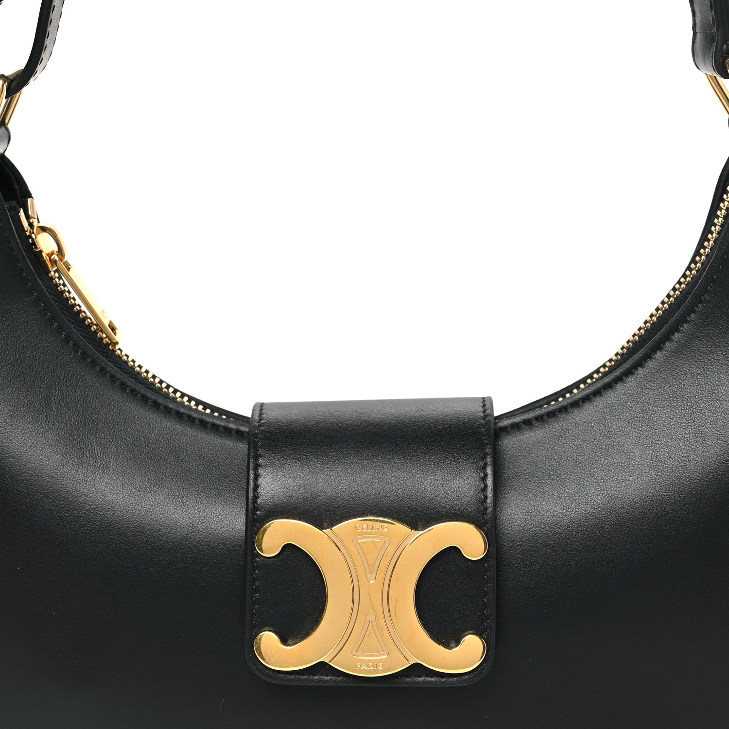Celine Smooth Calfskin Medium Strap Ava Triomphe Shoulder Bag Black 8 of 10