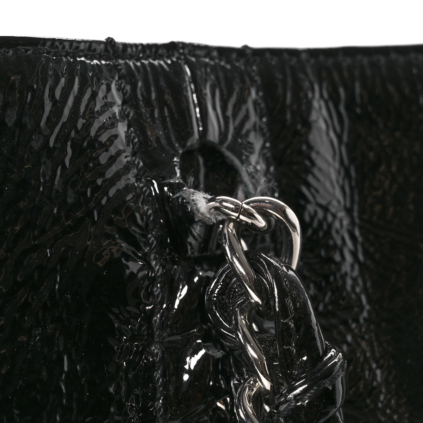 Patent Calfskin Large Luxe Ligne Tote Black