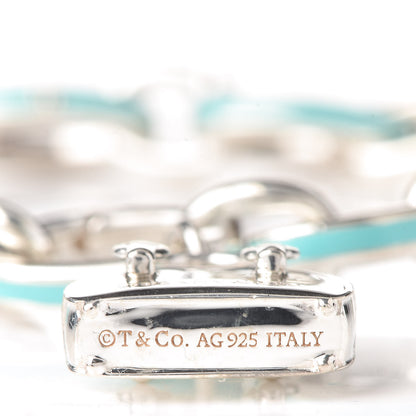 Tiffany Sterling Silver Enamel Clasping Link Charm Bracelet Blue 4 of 4