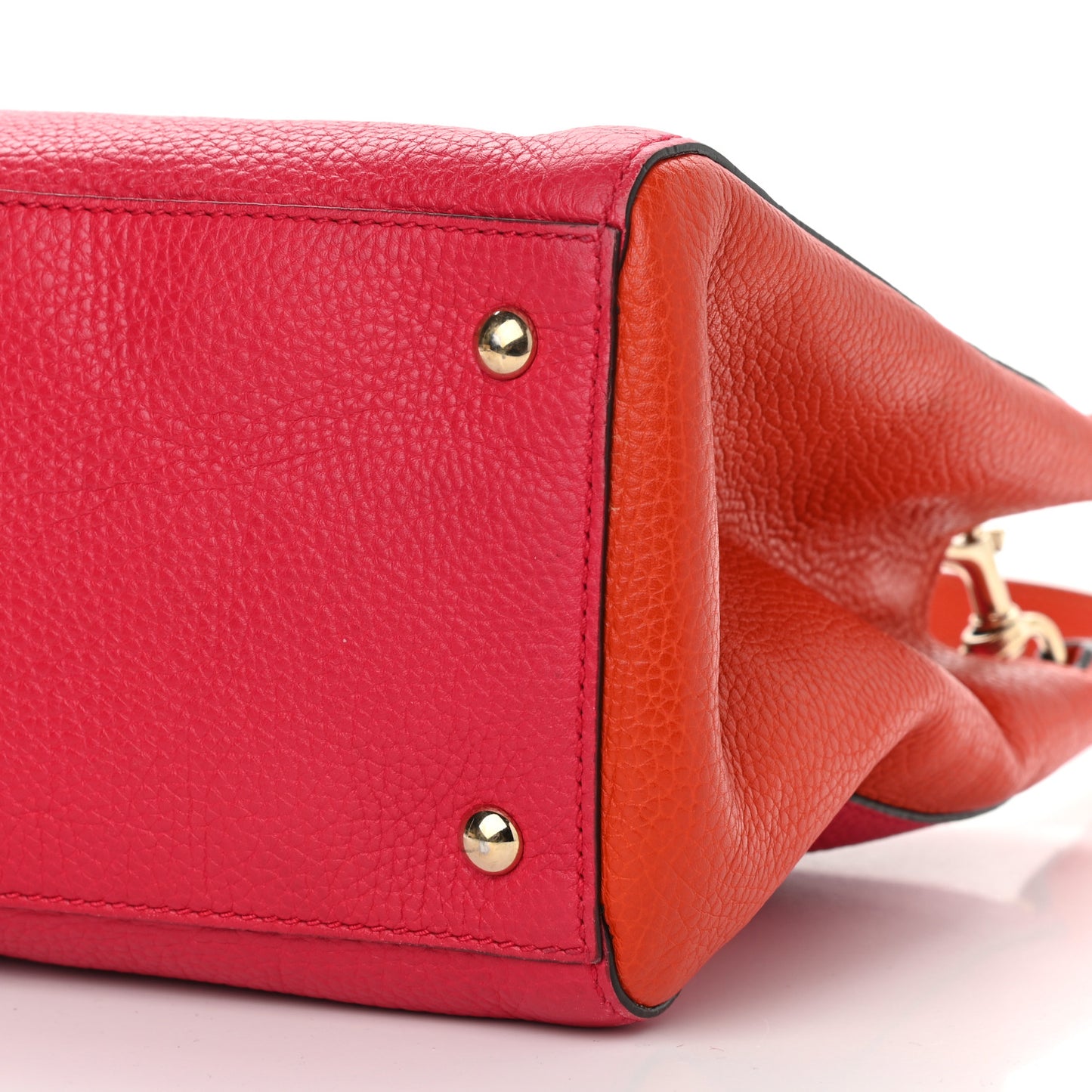 Pebbled Calfskin Bi-Color Medium Bamboo Shopper Tote Fuchsia Orange