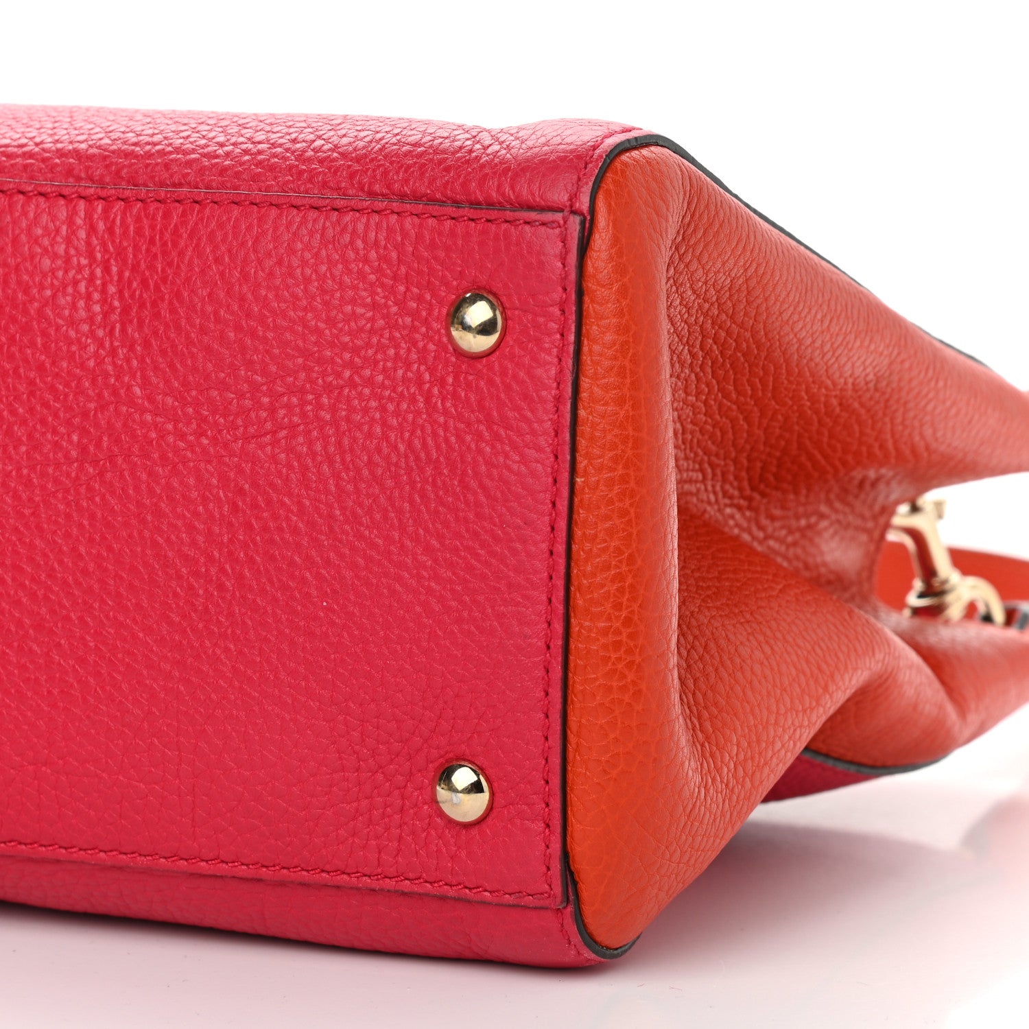 Gucci Pebbled Calfskin Bi-Color Medium Bamboo Shopper Tote Fuchsia Orange 22 of 37