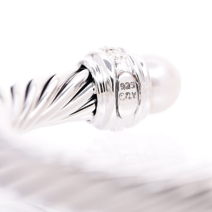 David Yurman Sterling Silver Diamond Pearl 7mm Cable Classics Bracelet 4 of 6