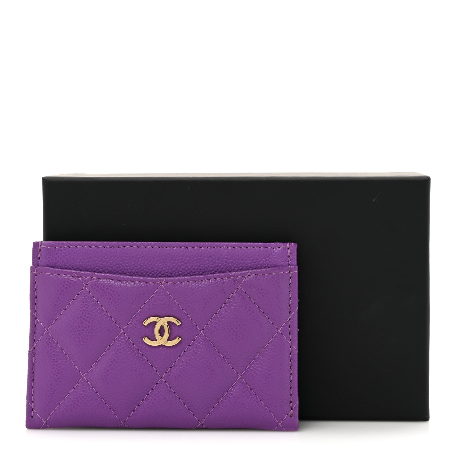 Chanel Caviar Quilted Card Holder Purple 9 of 9