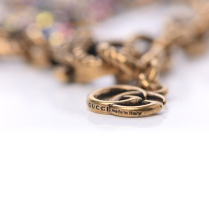 Gucci Metal Crystal Butterfly Bracelet Aged Gold Multicolor 4 of 6