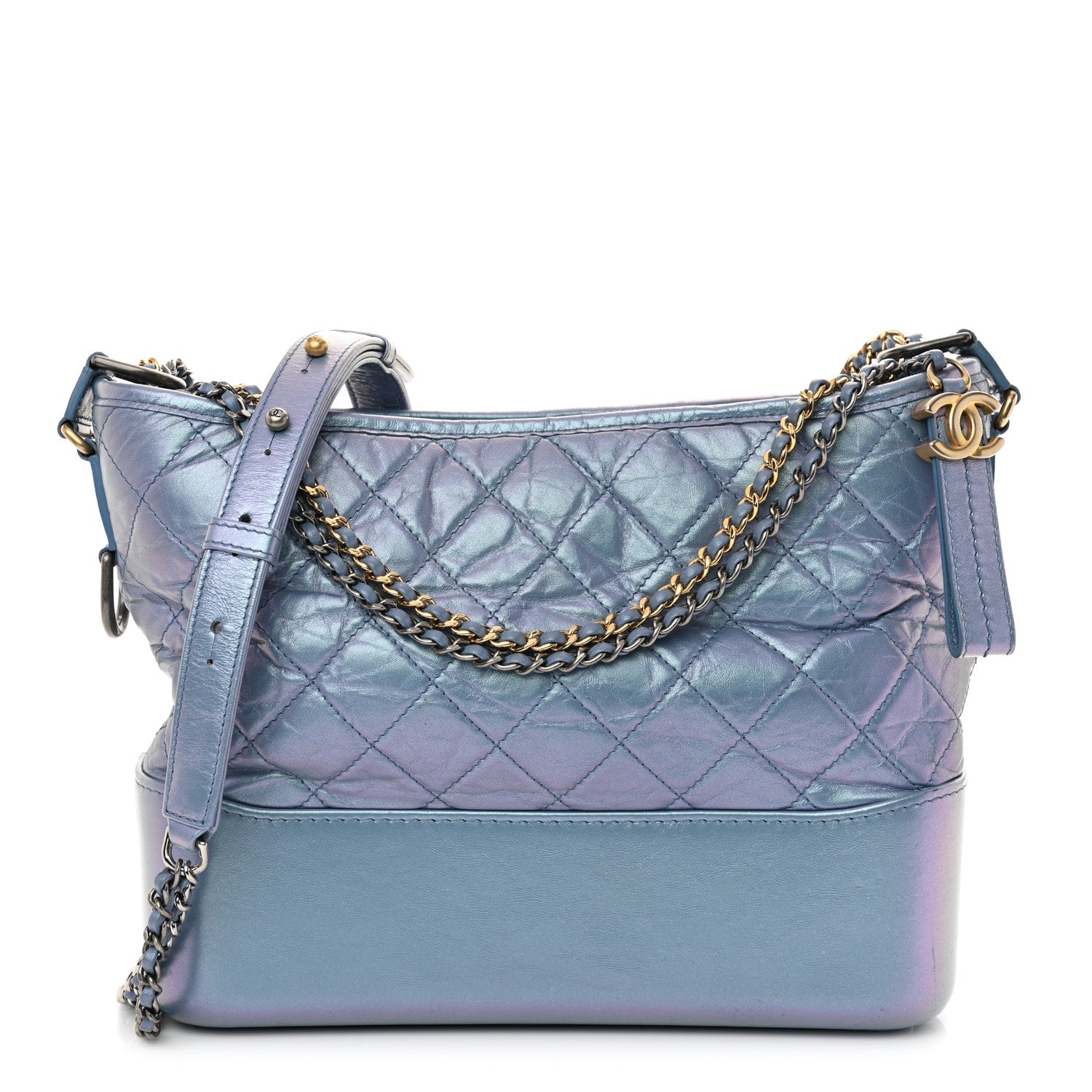 Chanel Iridescent Aged Calfskin Quilted Medium Gabrielle Hobo Blue 1 of 13