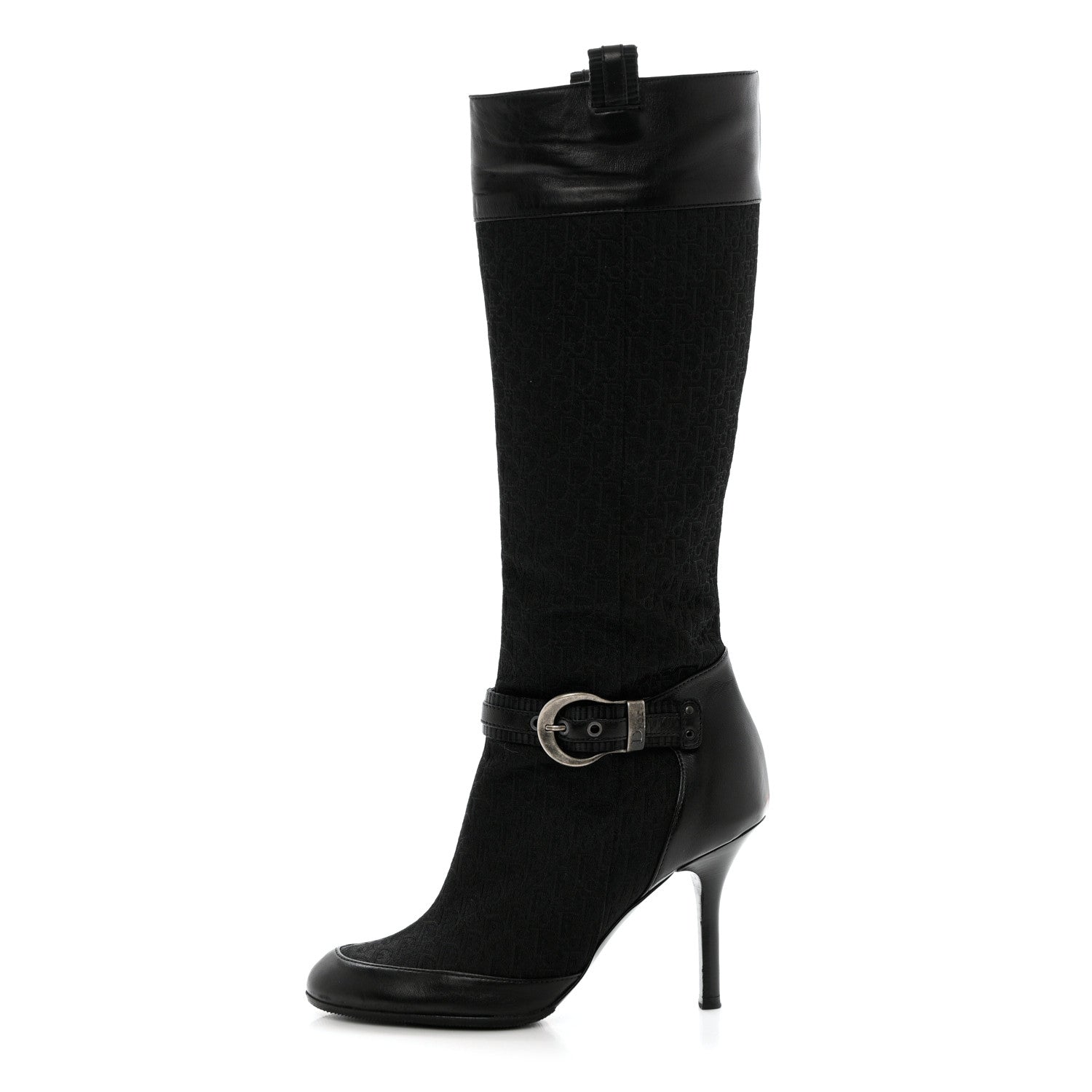 Christian Dior Monogram Buckle Tall Boots 36 Black 1 of 9