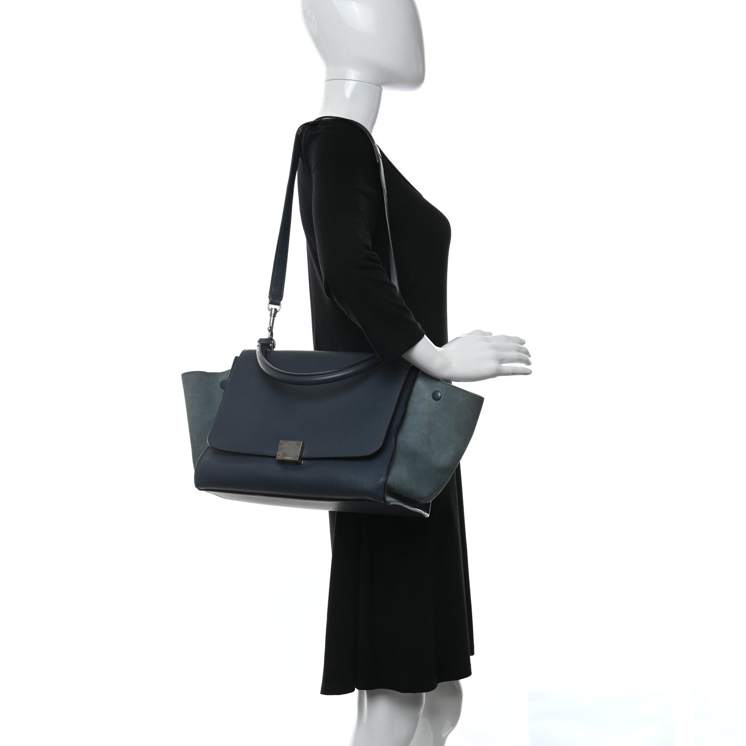 Celine Drummed Calfskin Suede Medium Trapeze Orage 2 of 18