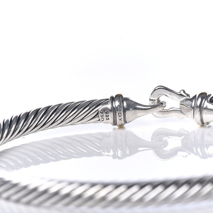 David Yurman Sterling Silver 18K Yellow Gold 5mm Cable Classic Buckle Bracelet 4 of 4