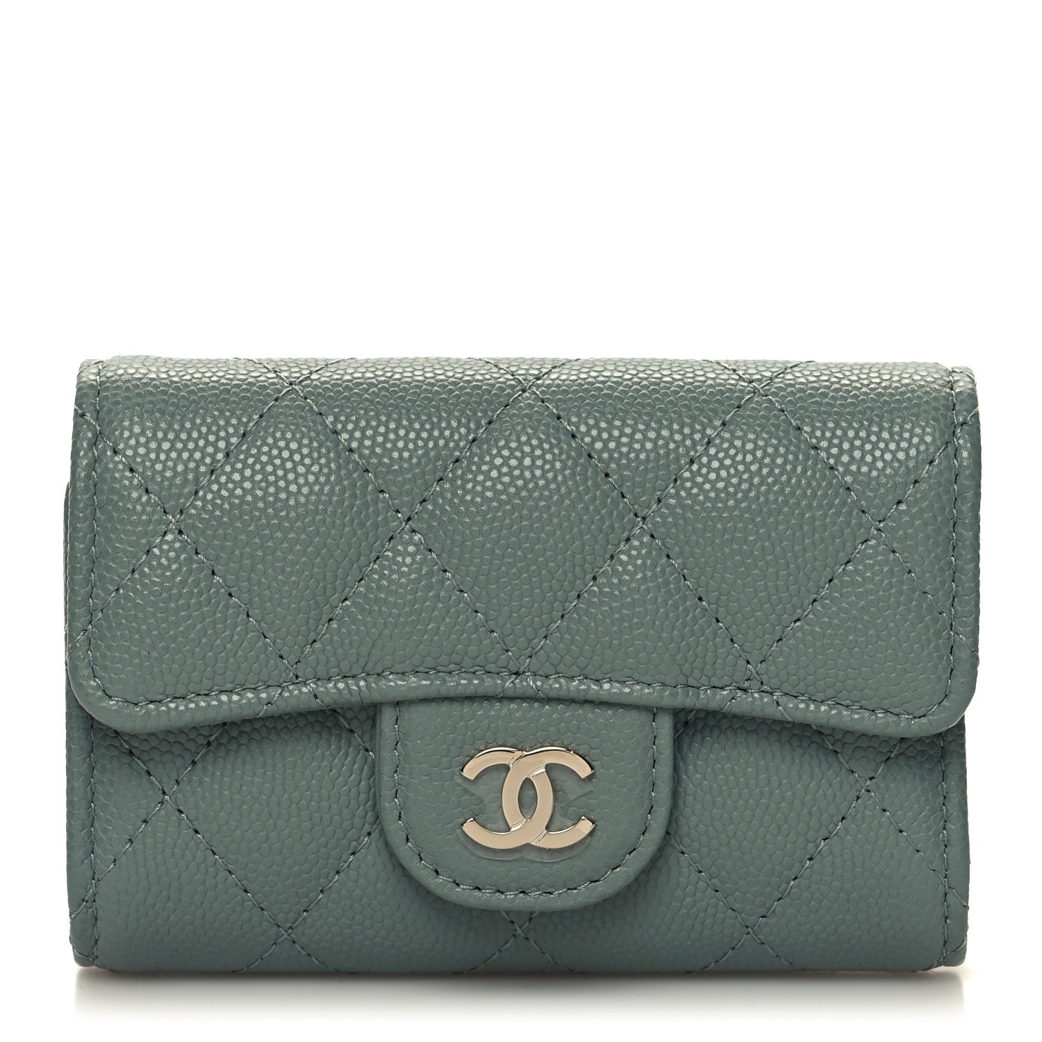 Chanel Caviar Quilted Classic 4 Key Holder Wallet Light Green 1 of 10