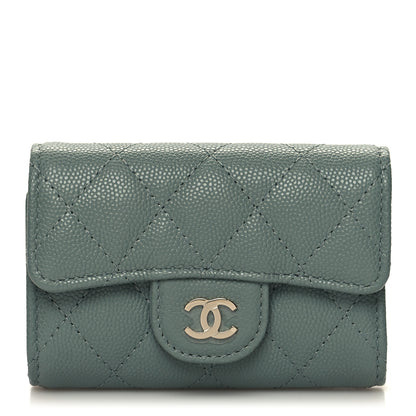 Chanel Caviar Quilted Classic 4 Key Holder Wallet Light Green 1 of 10