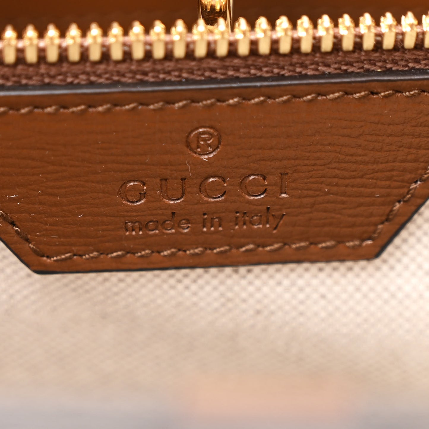 GG Supreme Monogram Textured Dollar Calfskin Web Medium Retro Interlocking G Vertical Tote Bag Beige Ebony Brown Sugar