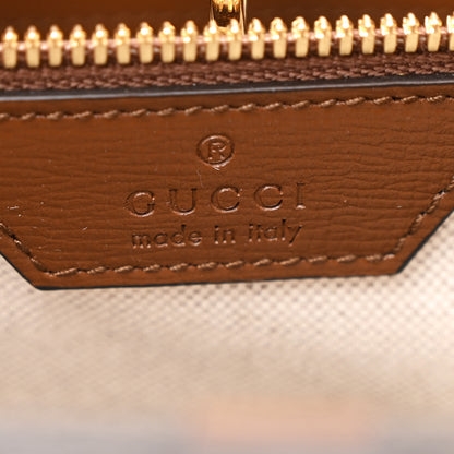 Gucci GG Supreme Monogram Textured Dollar Calfskin Web Medium Retro Interlocking G Vertical Tote Bag Beige Ebony Brown Sugar 6 of 10