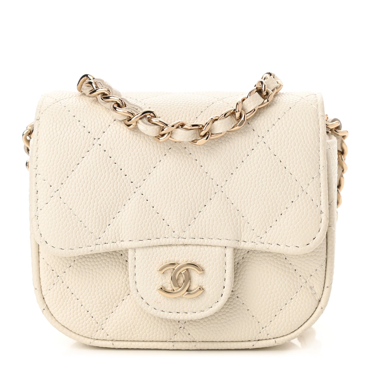 Chanel Caviar Quilted Mini Clutch With Chain White 1 of 12