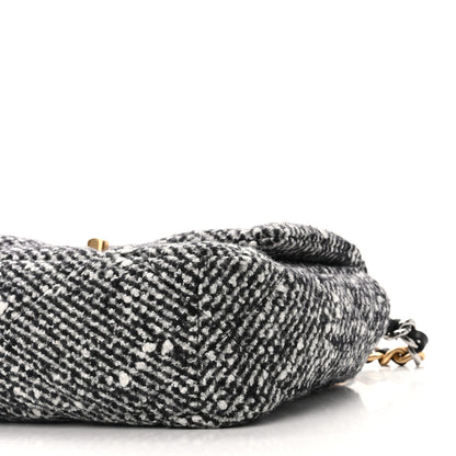 Chanel Tweed Quilted Medium Chanel 19 Flap Black Ecru 10 of 11