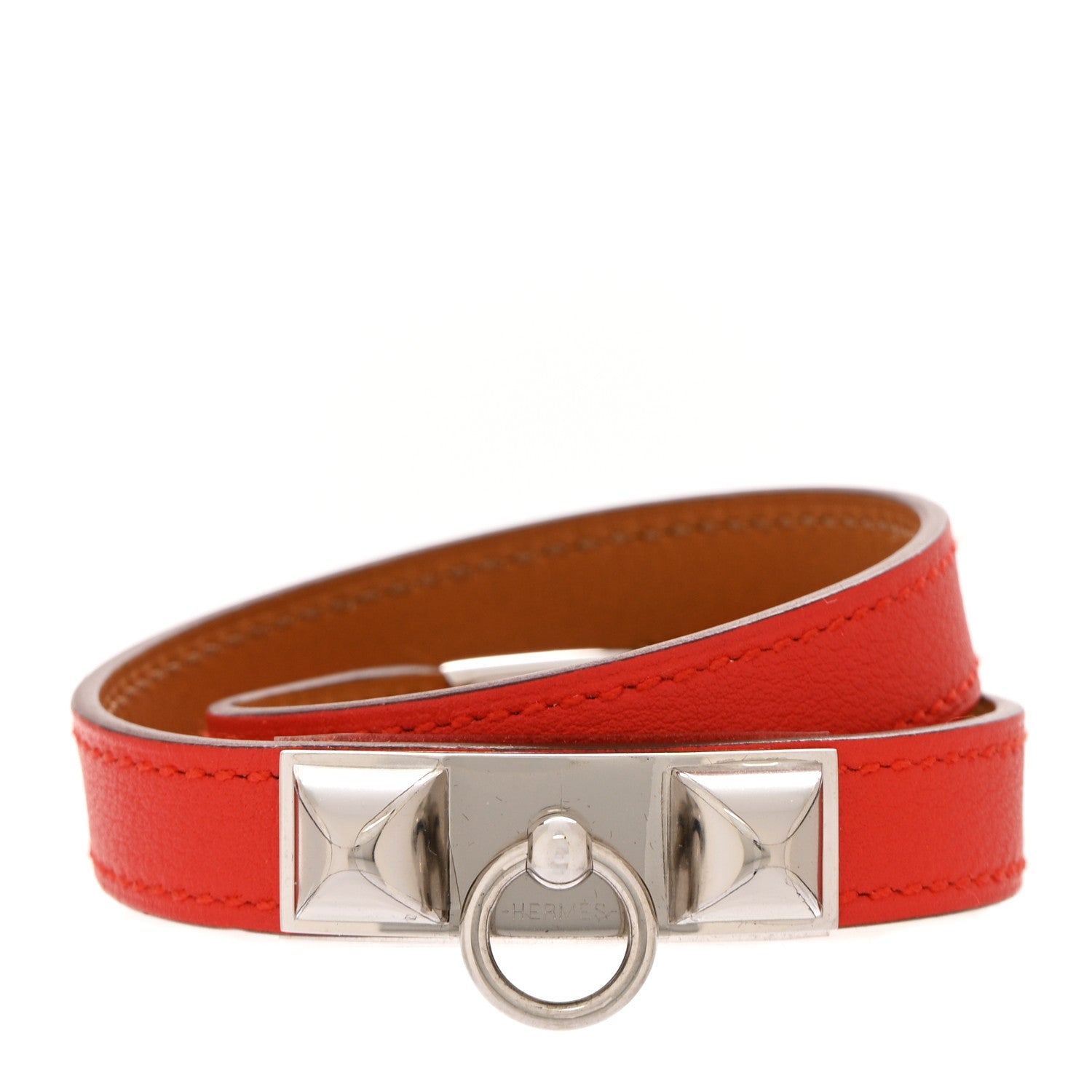Hermes Swift Rivale Double Tour Bracelet S Rouge Casaque 1 of 6