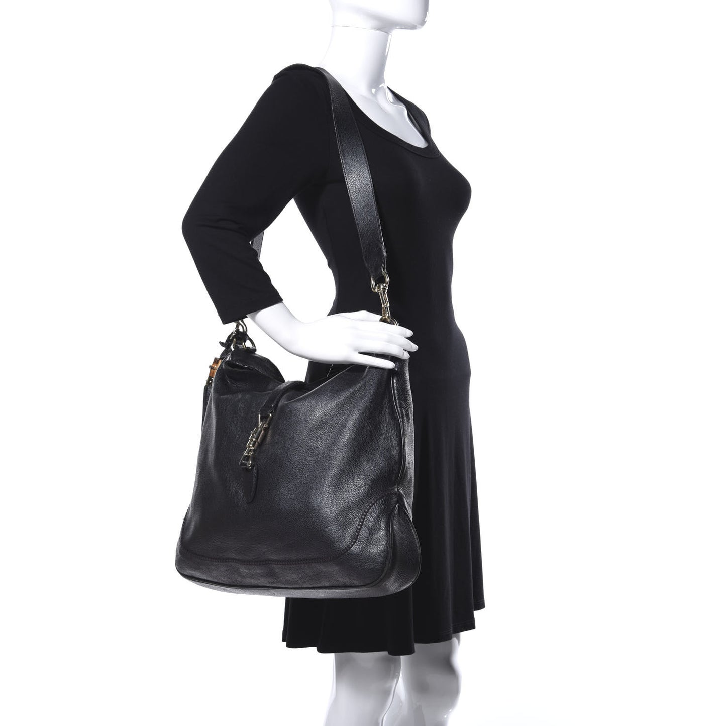 Metallic Calfskin Large New Jackie Shoulder Bag Blue