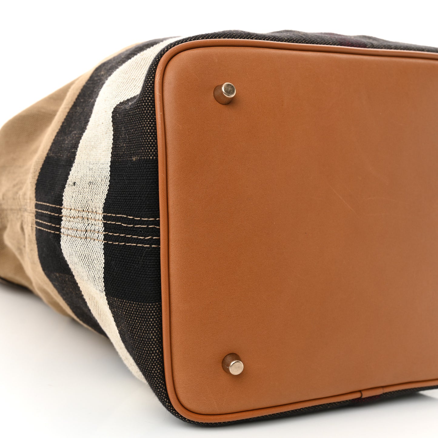 Grainy Calfskin Canvas Mega Check Medium Ashby Tassel Hobo Saddle Brown