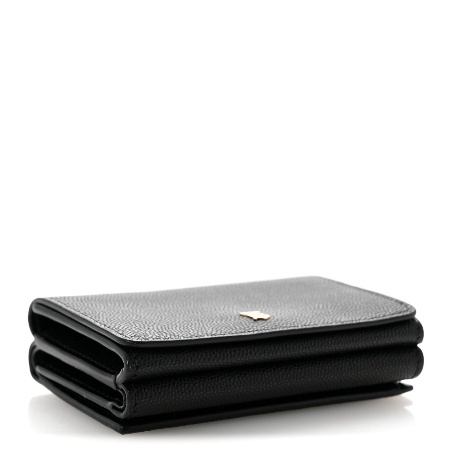 Grained Calfskin Double Flap Lark Wallet Black