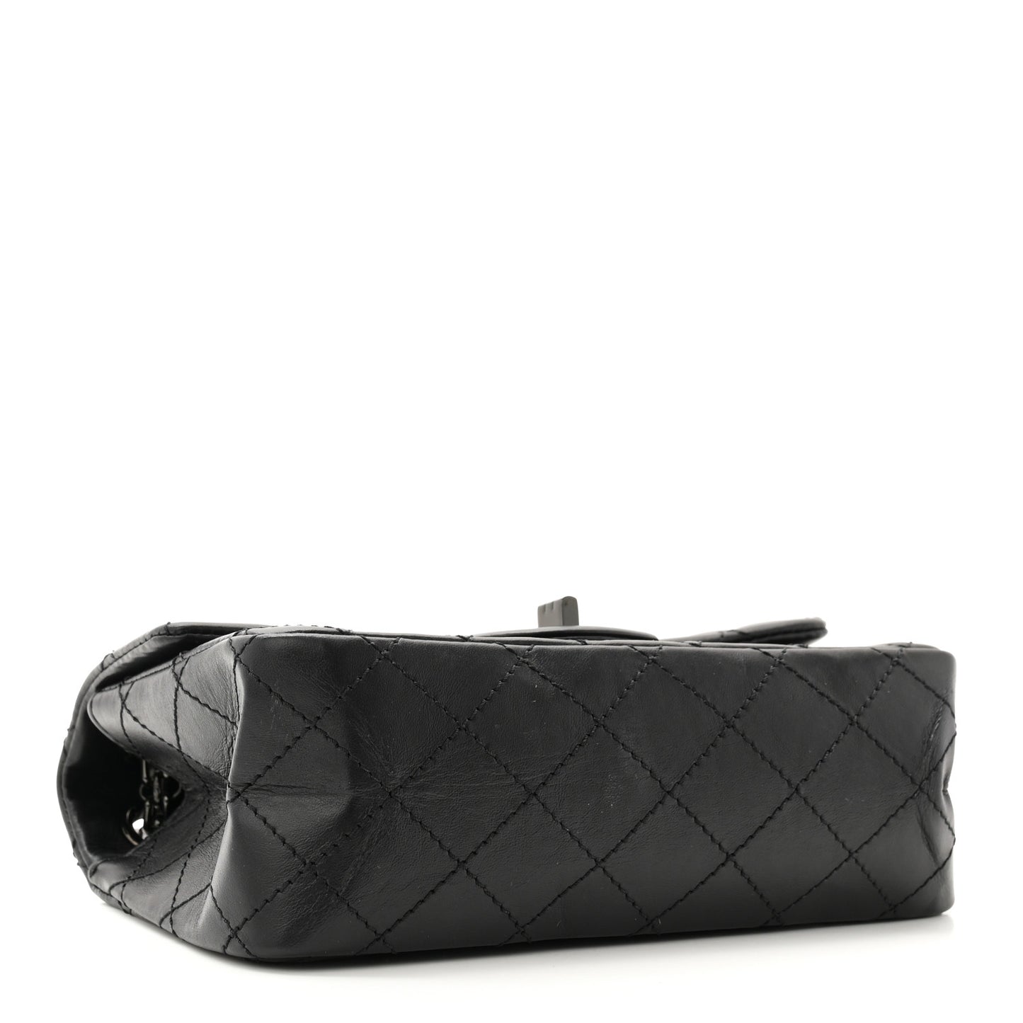 Aged Calfskin Quilted 2.55 Reissue Mini Flap So Black