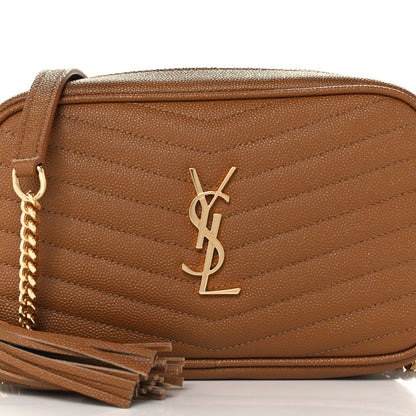Saint Laurent Grain De Poudre Matelasse Monogram Mini Lou Camera Bag Dark Natural 8 of 10