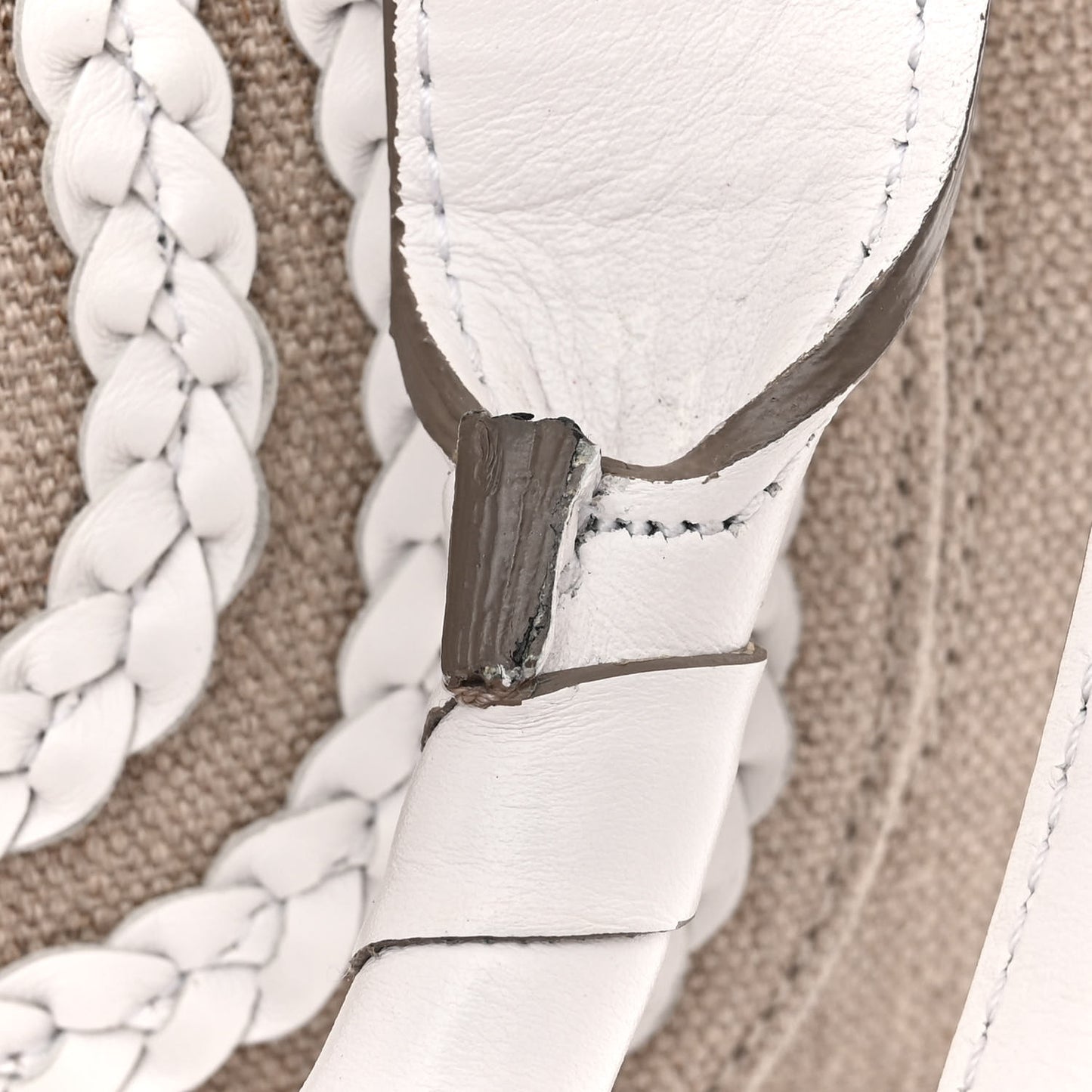 Canvas Calfskin Small Marcie Satchel White