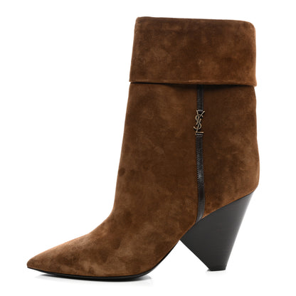 Saint Laurent Suede Liz 85 Wedge Booties 39 Brown 1 of 9