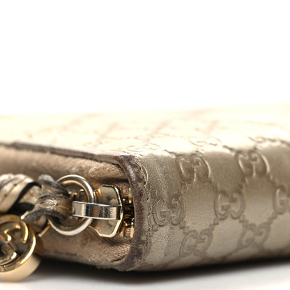 Gucci Metallic Guccissima Microguccissima Bree Zip Around Wallet Golden Beige 9 of 12