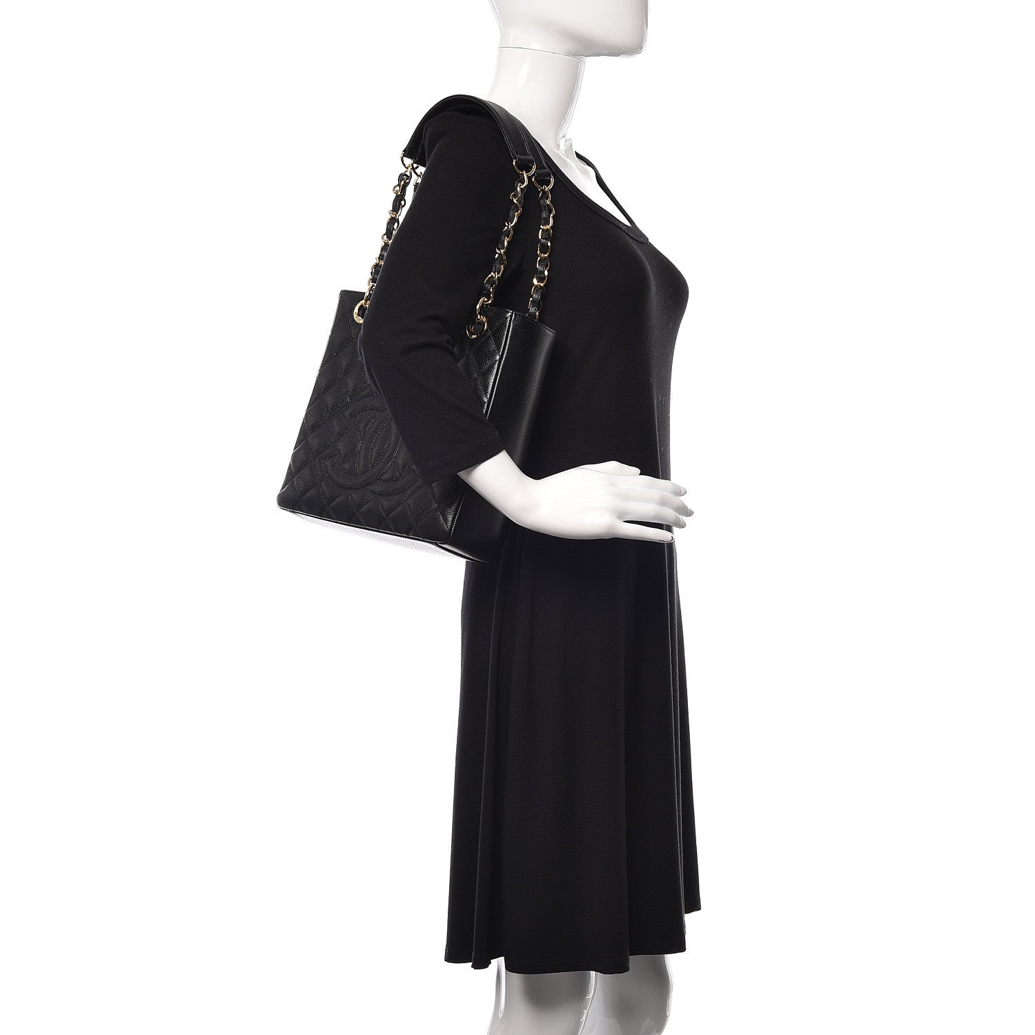 Chanel Caviar Quilted Petit Shopping Tote PST Black 2 of 11