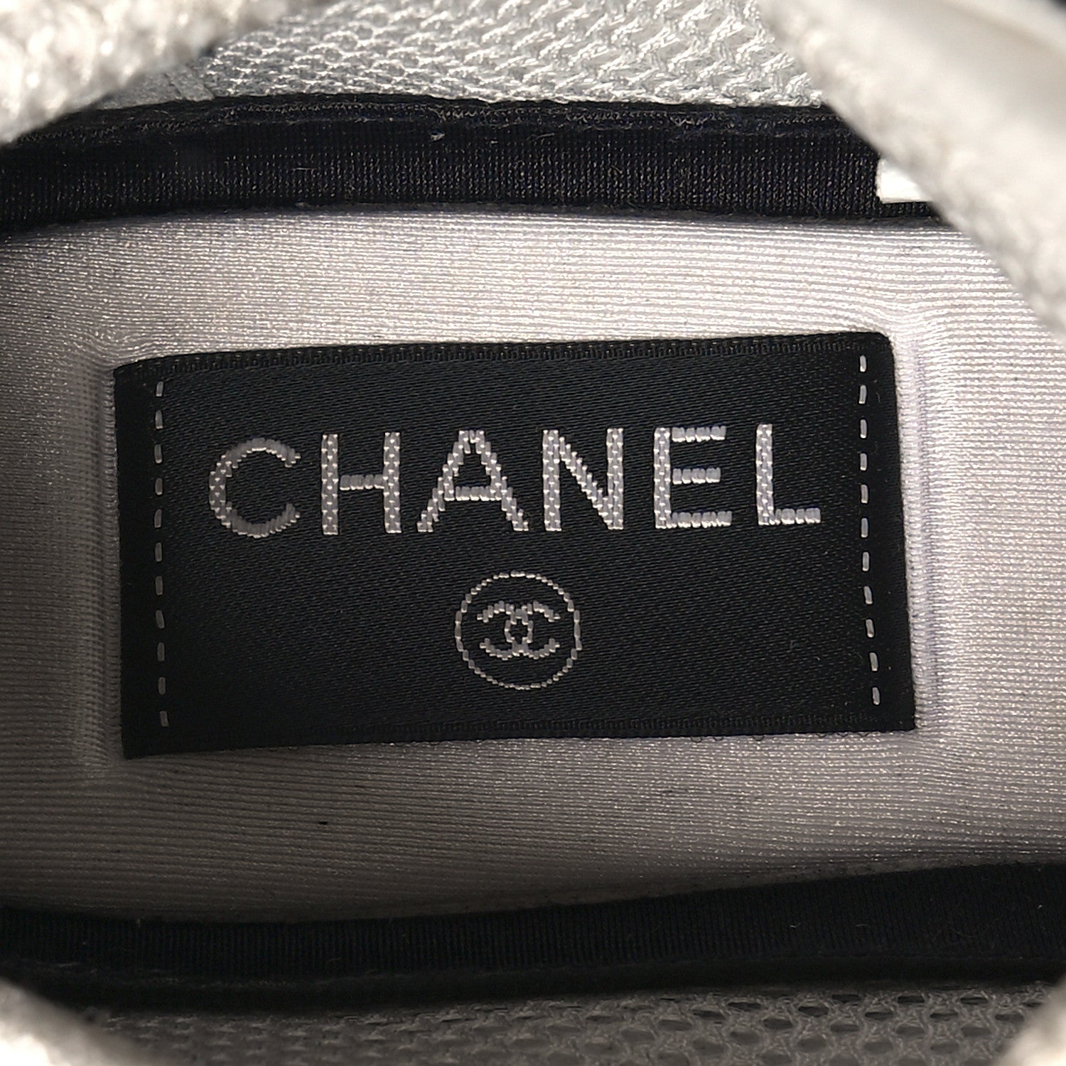 Chanel Nylon Suede Calfskin CC Sneakers 37 White Dark Grey 7 of 8