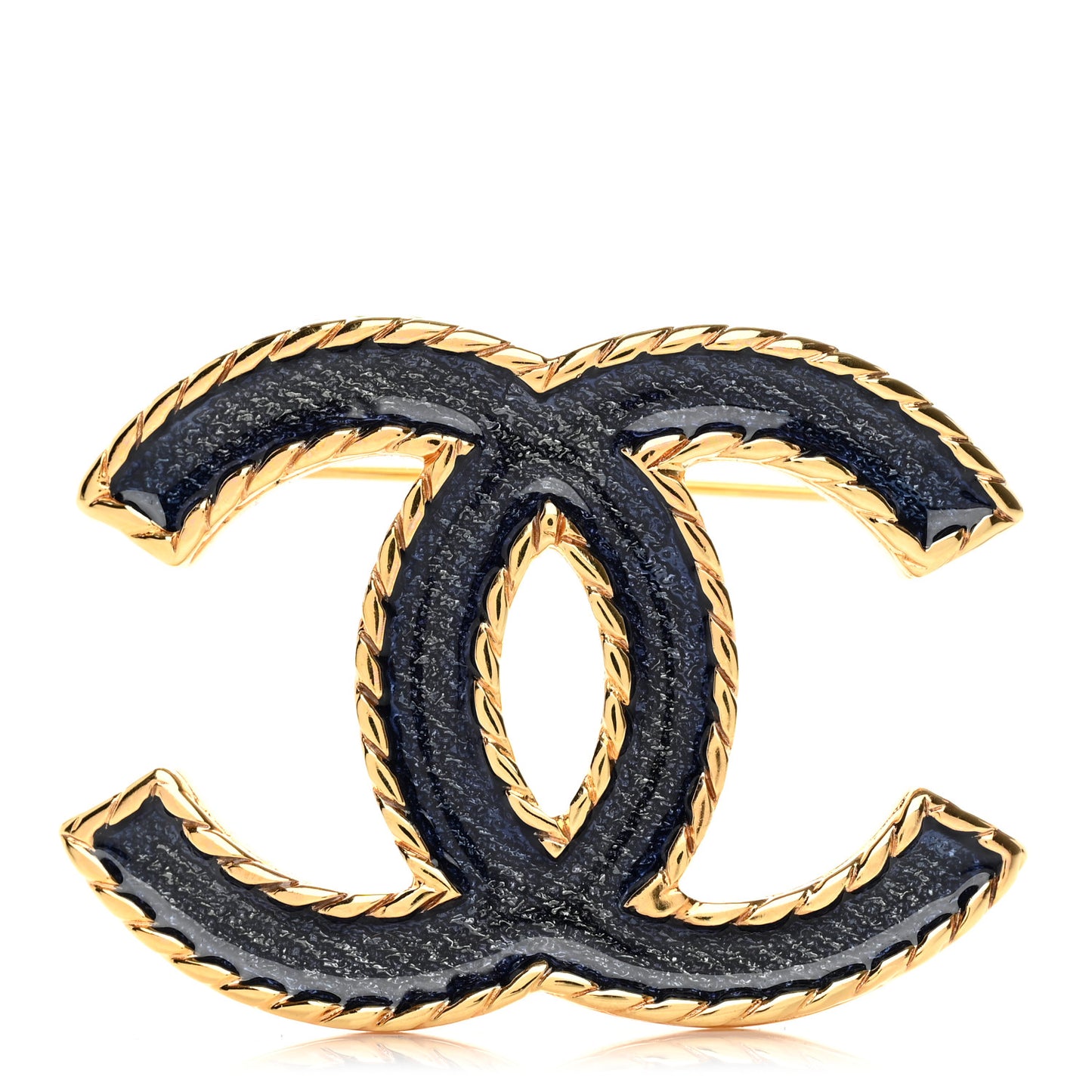 Enamel CC Brooch Denim Blue