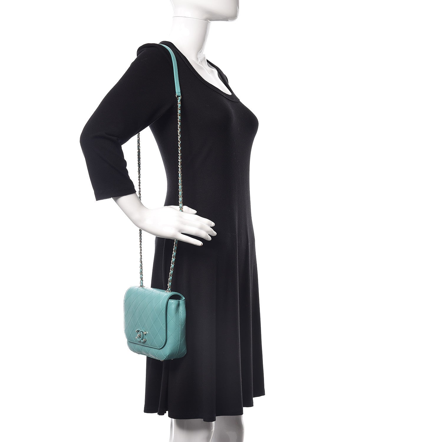 Chanel Calfskin Stitched Small Covered CC Flap Bag Green 2 of 9