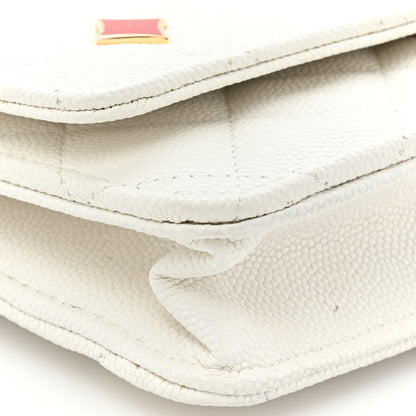 Chanel Caviar Quilted Enamel Coco Casino Wallet On Chain WOC White 10 of 17