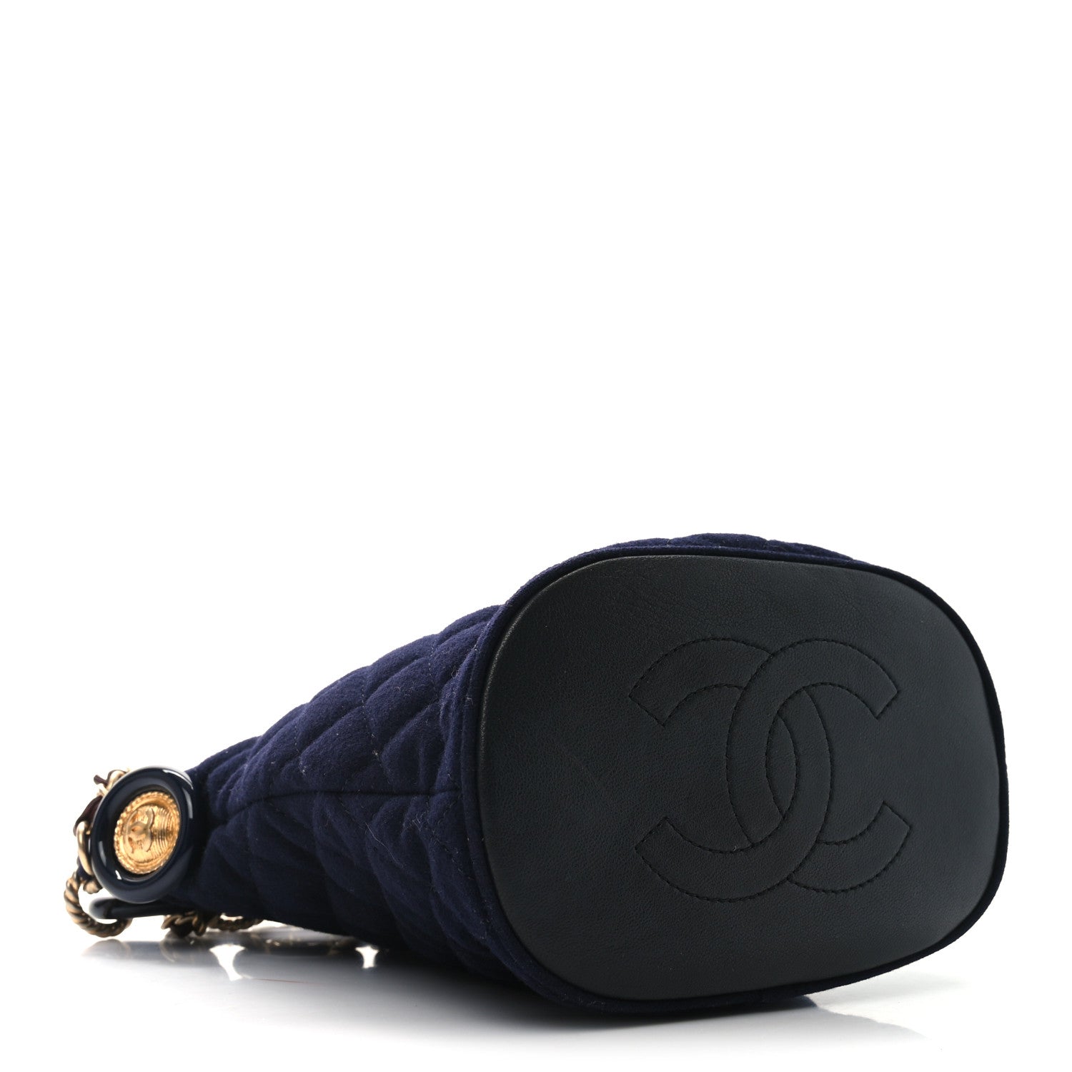 Chanel Wool Lambskin Quilted Paris Hamburg Charms Bucket Bag Dark Navy 4 of 10