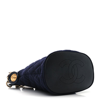Chanel Wool Lambskin Quilted Paris Hamburg Charms Bucket Bag Dark Navy 4 of 10