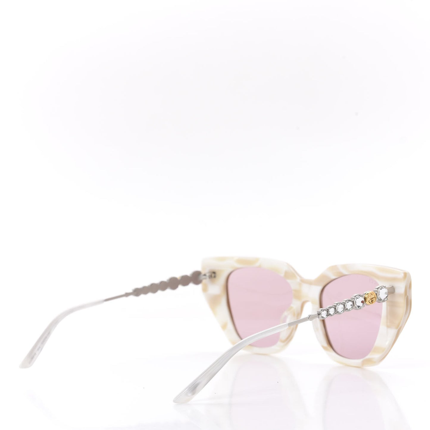 Crystal Embellished Cat Eye GG0641S Sunglasses White